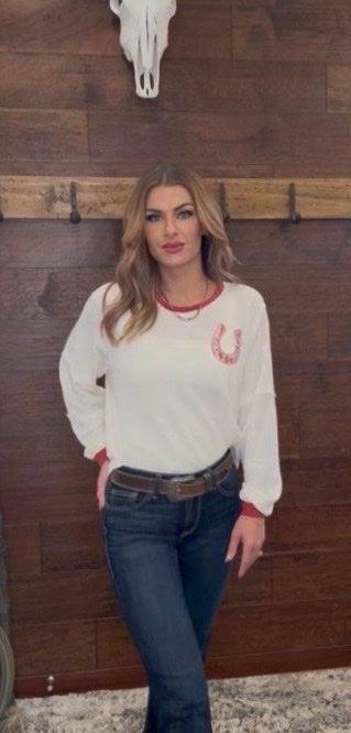 Long sleeve white crew neck