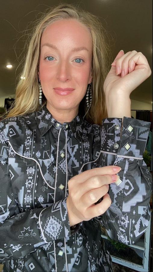 Womens Aztec Western Snap Shirt