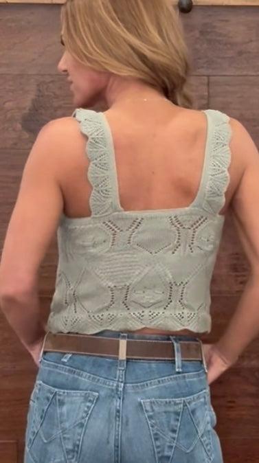 Crochet Scoop Neck Cropped Tank Top