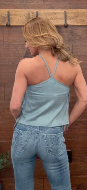 Microsuede Fringe Tank Top