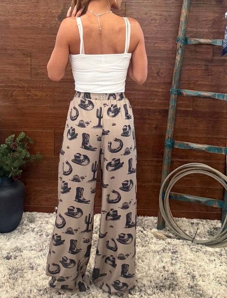 Western patterend pants in khaki