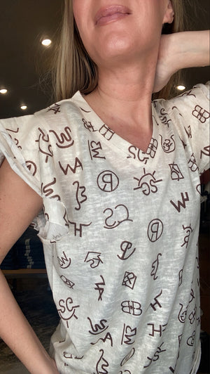 Branded Ruffled Sleeve Blouse