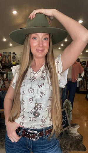 Branded Ruffled Sleeve Blouse