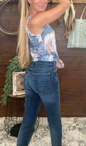 Korie Floral Print Burnout Sleeveless Top