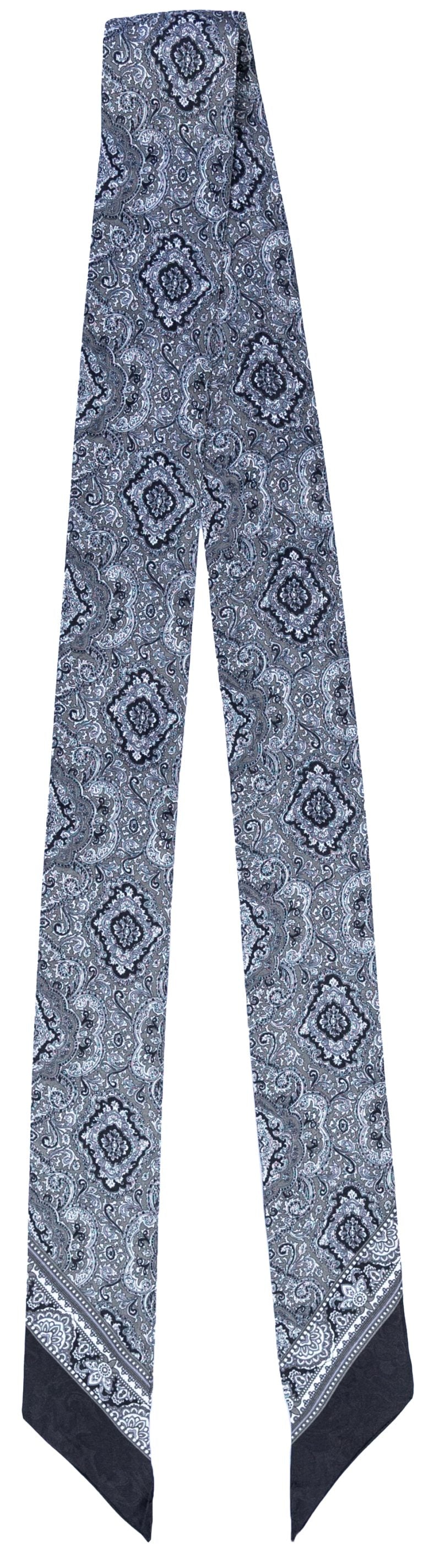 Patterned scarf with blue and black design