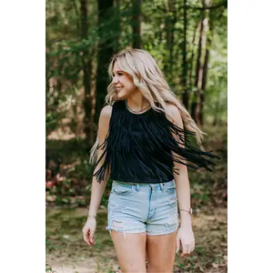Suede Fringe Top