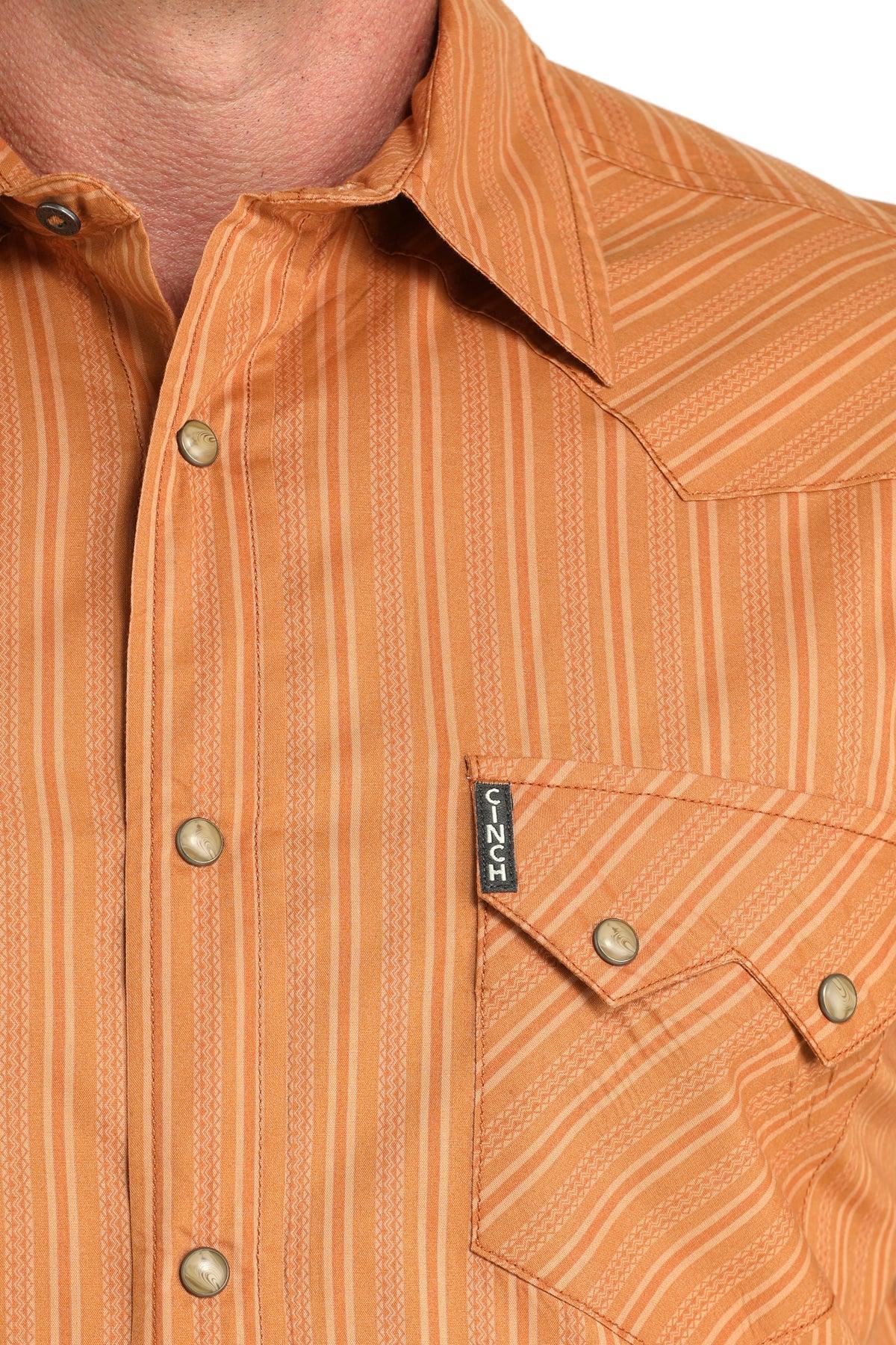 Cinch Men's Brown Western Modern Stripe Snap Shirt