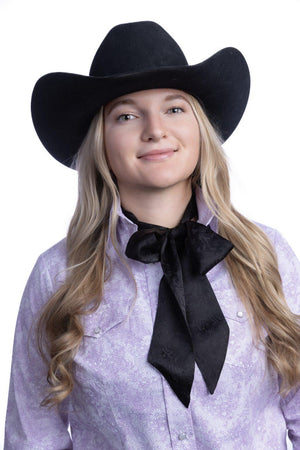 Black patterned silk scarf