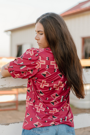 BERRY AZTEC TOP