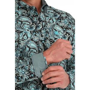 Cinch Men's Black Paisley Print Button Down Shirt