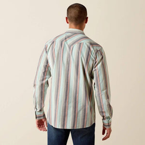 Long sleeve snap down striped western shirt