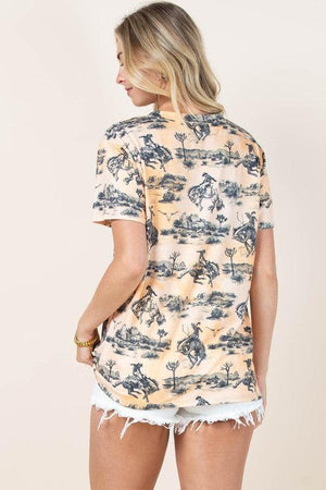 Bucking Horses Print Short Sleeve T-shirt