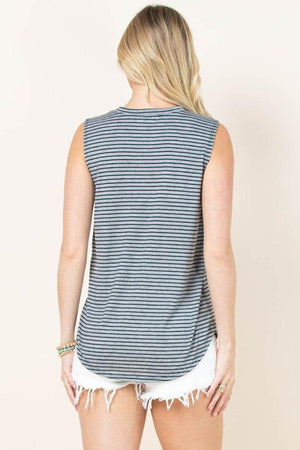 Cowgirl Graphic Striped Sleeveless Top