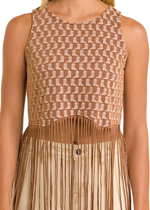 Boot Print Fringe Top