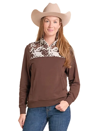 Classic brown cow-print pullover