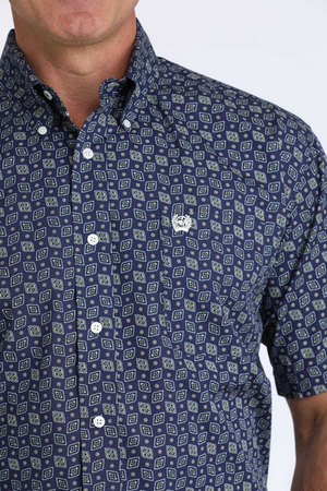Mens blue short sleeve shirt.