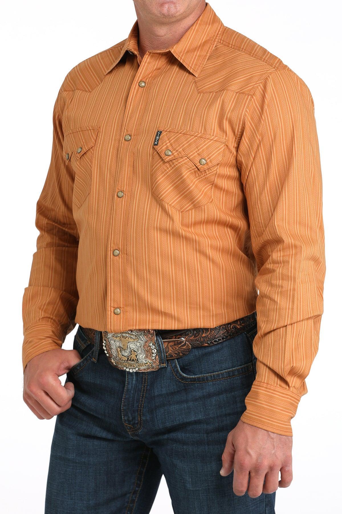Cinch Men's Brown Western Modern Stripe Snap Shirt