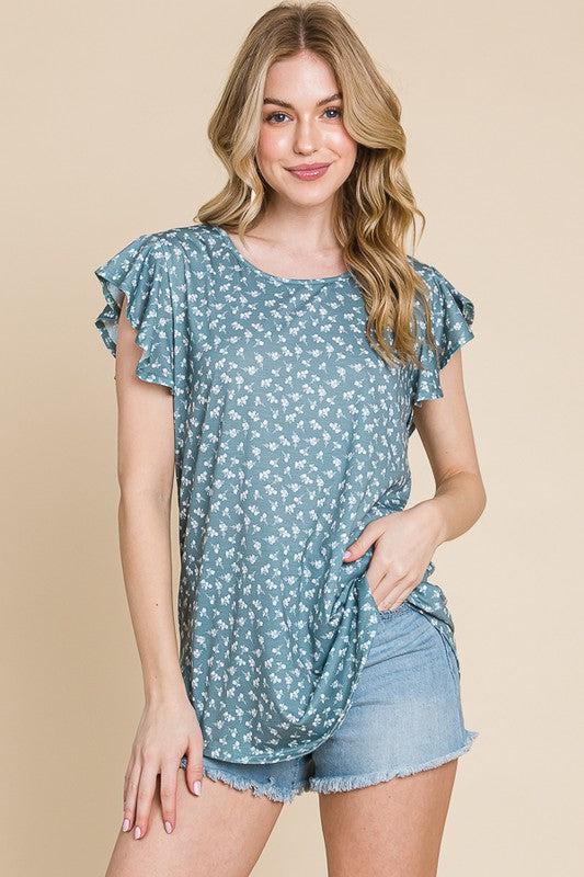 The Floral Ruffle Sleeve Top