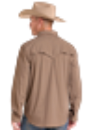 A Tan textured long-sleeve western shirt