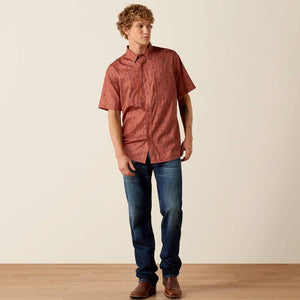 Mens Ariat Copper Brown Printed VentTEK Classic Fit Shirt