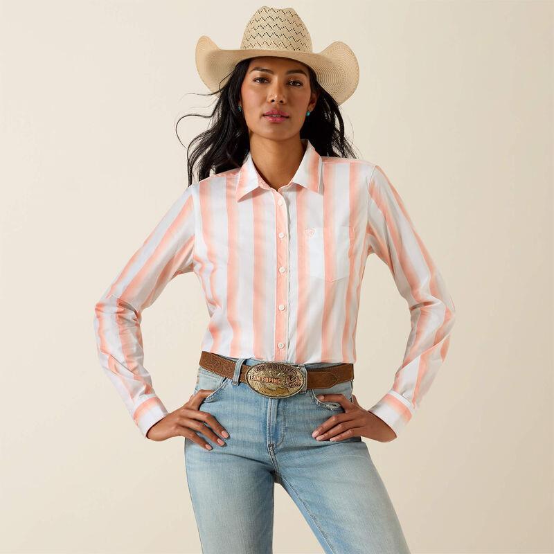 Ariat long sleeve button down in peach stripe