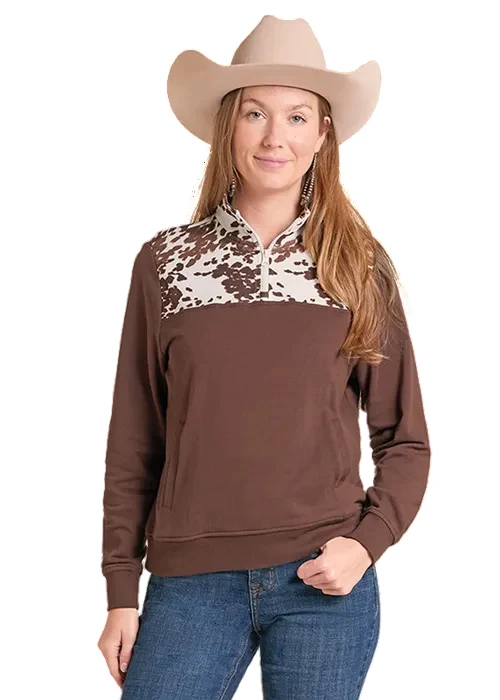 Classic brown cow-print pullover