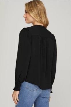 MILLIE LONG SLEEVE FRONT PLEATS TOP