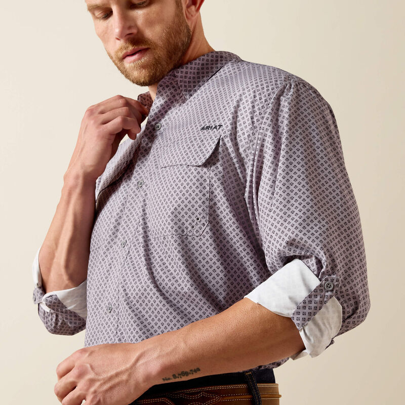 Patterned shirt featuring the Ariat logo.