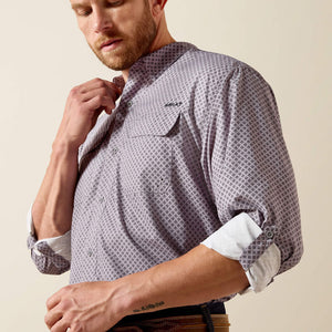 Patterned shirt featuring the Ariat logo.