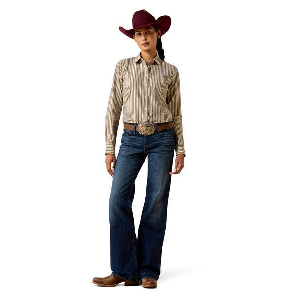 Womens Ariat Kirby Stretch Shirt in Plum Stripe
