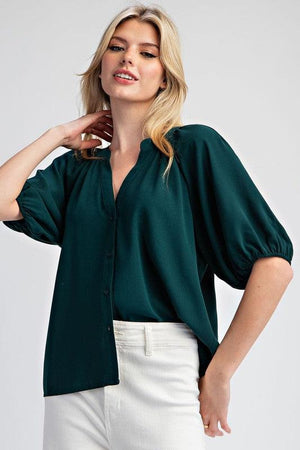 COURTNEY SOLID BUTTON DOWN BLOUSE
