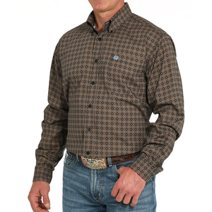 Cinch Men's Black Print Long Sleeve Button Shirt