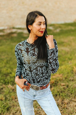 Bootstitch Burnout Mesh Long Sleeve Top