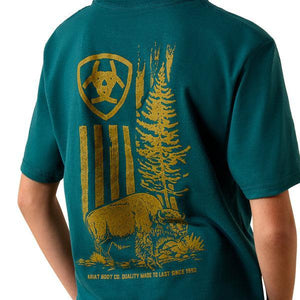 Boys Ariat Bison Wander Flag T-Shirt