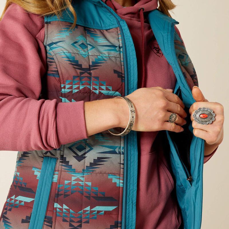 Multi colored turquoise vest with southwest pattern