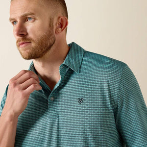 Teal checkered polo shirt