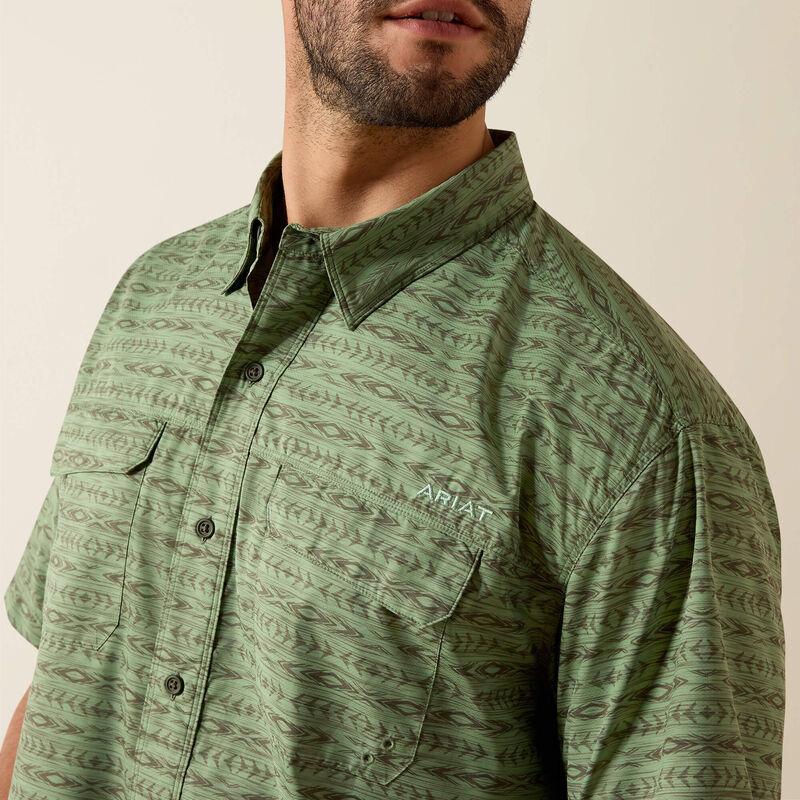 Mens Ariat short sleeve button down green patterned shirt