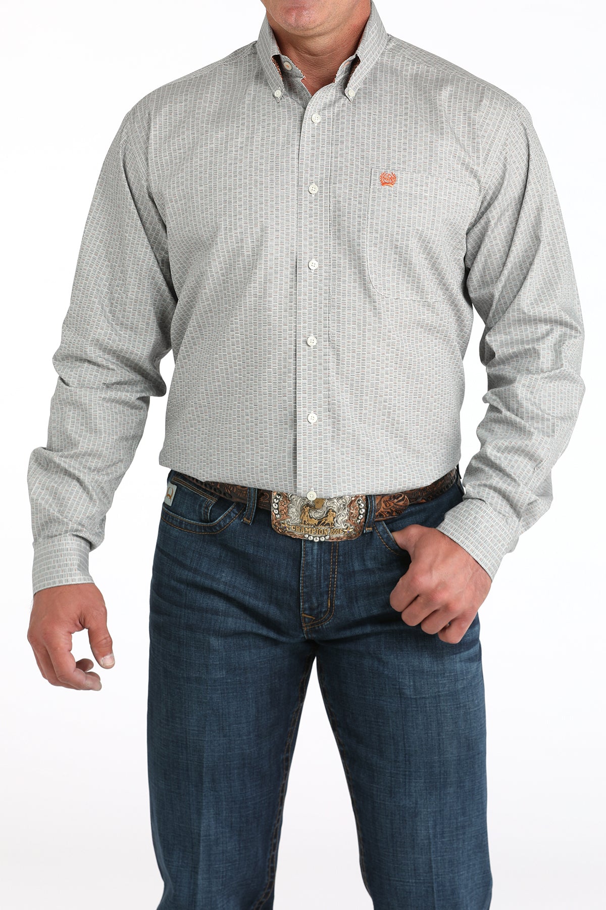 Cinch Men's Long Sleeve Print Button Down Shirt