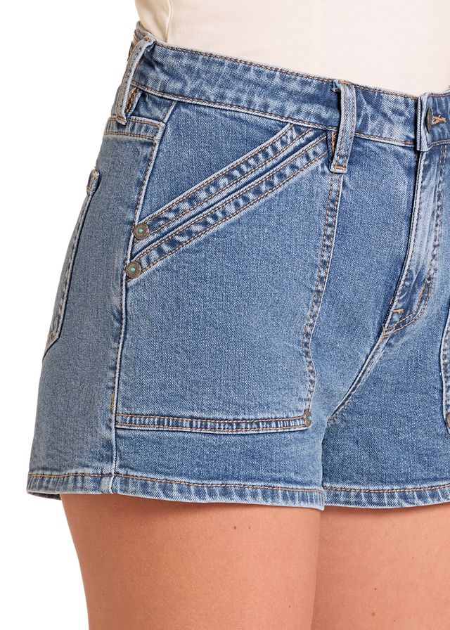 DOUBLE CARPENTER POCKET SHORTS IN MEDIUM WASH