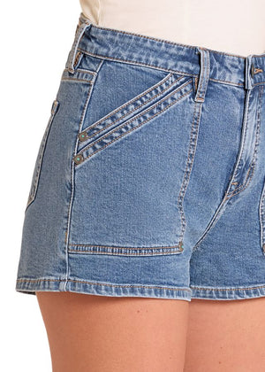 DOUBLE CARPENTER POCKET SHORTS IN MEDIUM WASH