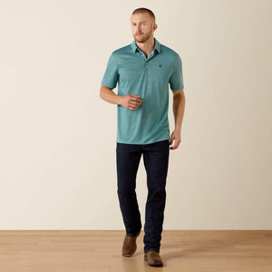 Teal checkered polo shirt