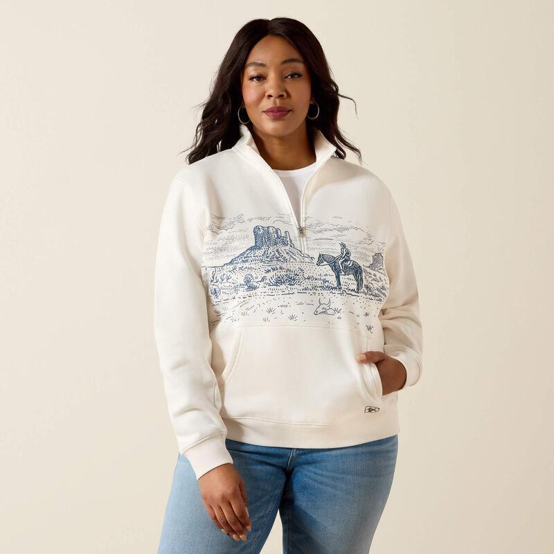 Cream-colored pullover with a graphic design