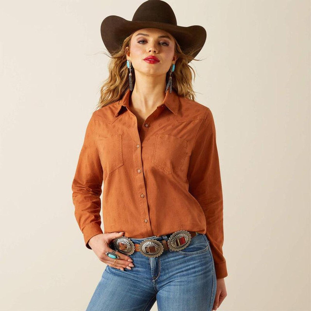 Ariat Women's Glazed Ginger Dobby REAL Billie Jean Shirt