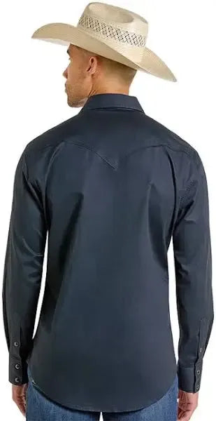 Rock & Roll Men's Solid Twill Long Sleeve Shirt- Black