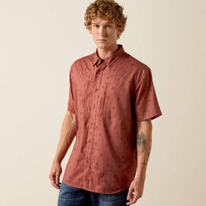Mens Ariat Copper Brown Printed VentTEK Classic Fit Shirt