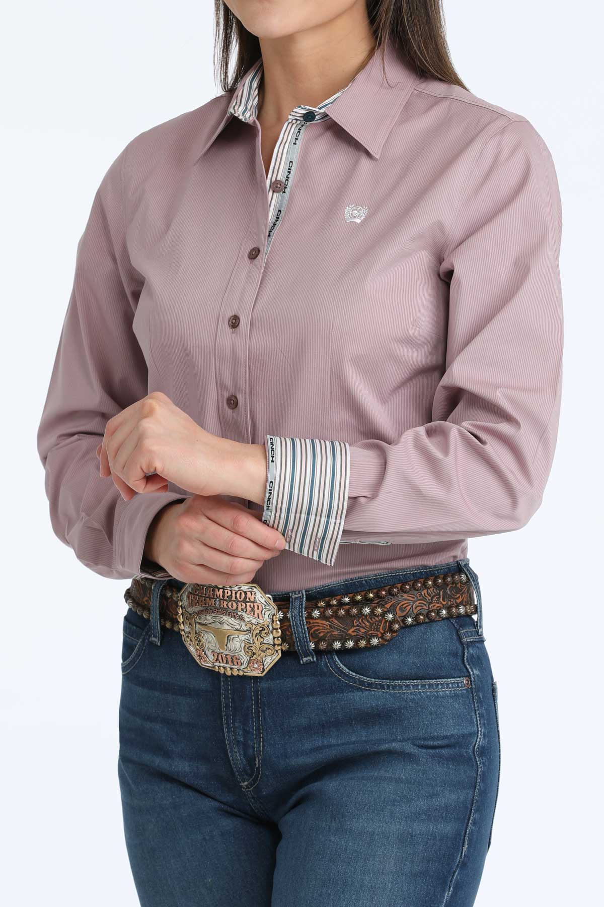 Long sleeve lilac button-up shirt