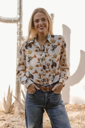 Women’s western desert theme long sleeve button up