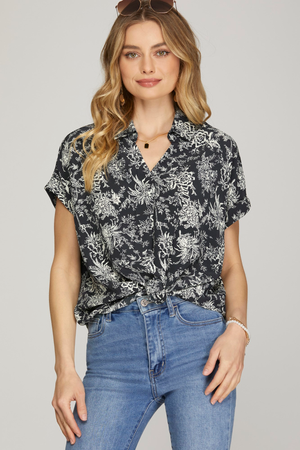 CASSIE DROP SHOULDER PRINTED TOP