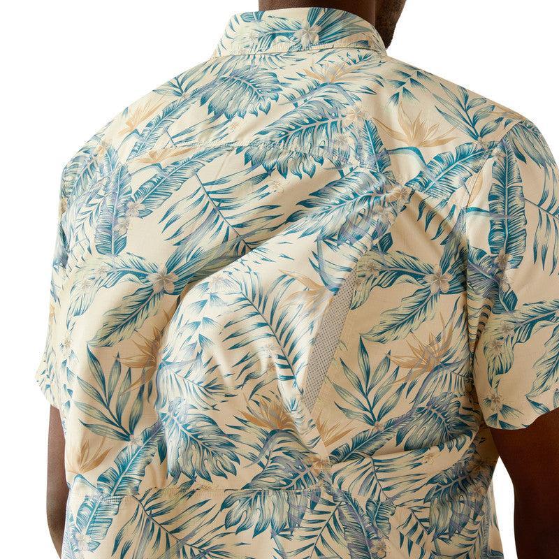 Short Sleeve Button-Up Palm Leaf Shirt: