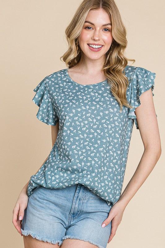 The Floral Ruffle Sleeve Top